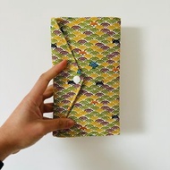英國製作 手工縫製護照套 旅行包 可愛日系青海波柴犬圖案