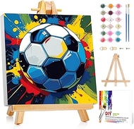 Reivworl Paint by Numbers Kit for Kids with Frame and Easel, Football Paint by Number for Kids Age 6