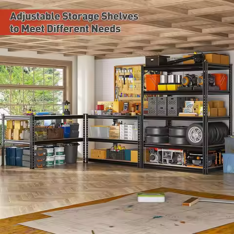 5 Tier Metal Storage Shelves, Adjustable Heavy Duty for Garage & Warehouse, 3 Pack, Custom