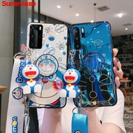 Cartoon doraemon Phone Case Vivo S7 X50 Pro Plus Nex 3 V19 V17 Pro Y9s S1 Z1 Pro Y19 U3 Y5s Z5i U20 Y17 Y15 Y13 Y12 Y11 V15 X27 X23 X21 Pro X20 X9 X9s Plus Soft Couple Cover With Holder Stand Lanyard