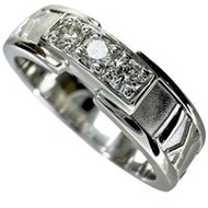 二手 TIFFANY & Co. Atlas 戒指，3 顆鑽石，18K 白金，7.3 克，13 號，女士款。