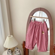 Kids Pants Girl Cotton Pants Checkered Pants Kids Bggy Pants