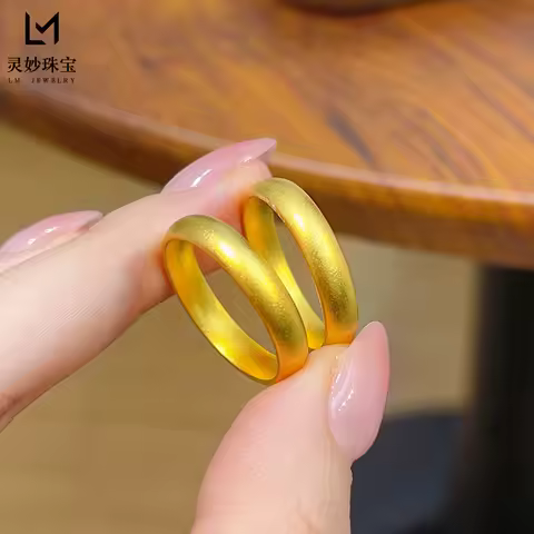 Timeless Ring Women's 24K Gold AU999 - 24K Solid Gold Loach Back Plain, Pure Gold Texture, Minimalis