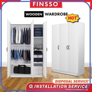 FINSSO  Ready Stock 2  3 Door Wooden Wardrobe  Almari Baju Murah  Wardrobe  衣橱 Almari Murah (Customize Available)