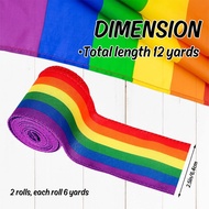 Whaline 2 Rolls Rainbow Stripe Wired Ribbon Colorful LGBTQ Pride Art Ribbon 2.5 Inch Gay Pride Fabri