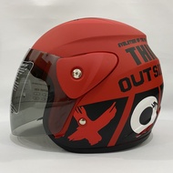 Helm Evo Outside Merah Hitam Doff Half Face Nouvo SNI Dewasa Motif - bukan KYT INK GM NHK ZEUS MDS J