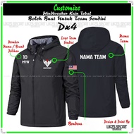 LIKZS X Custom Windbreaker Premium Quality Mix Malaysia Team DX1 Kain Tebal Waterproof Raincoat Jack