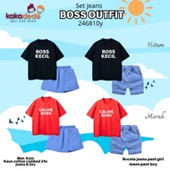 Boys' Short Jeans and Skirt Set Girls' Short Jeans Boss outfit