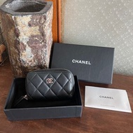 Chanel classic vintage black leather zip wallet Coins case Bag經典中古復古絕版香奈兒小香真皮拉鍊銀包錢包散子包卡片套#901