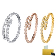 [with Gra Certificate]18K Gold Snake Bracelet Luxury White Diamond Snake-Shaped Open-Ended Bracelet 