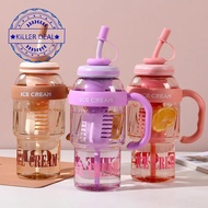 MAELOVE2 1300ml Jumbo Straw Mug Summer Large Capacity Flower High-value Portable Bucket Handy Plasti