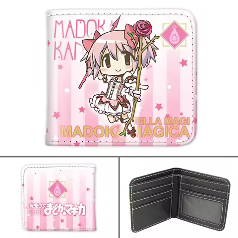 Puella Magi Madoka Magica Short PU Leather Anime Wallet Cute Cartoon Kaname Madoka Akemi Homura Bifo