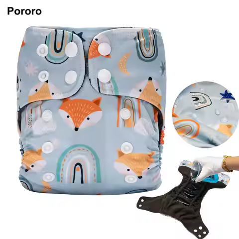 Pororo newborn diapers washable reusable waterproof diaper for newborns 0-3 months bamboo charcoal d