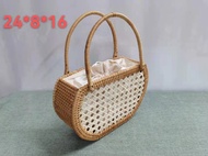 Rattan Variety Storage Basket Hand-Woven Handbag Picnic Basket Tea Set Storage Basket Leisure Beach Bag
