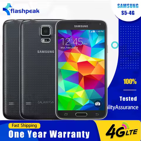 Original Samsung Galaxy S5 G900F 4G LTE Mobile Phone AMOLED 5.1" 2GB+16GB 16MP+2MP Snapdragon 801 Qu