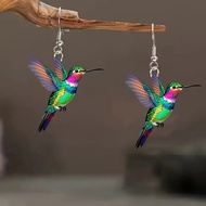 Daily New Arrival/Hot Sale Colorful Hummingbird 2D Flat Acrylic Earrings Suitable for Spring Funny A