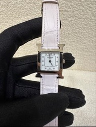 門市現貨Hermes Heure h 手錶25mm 鑽石拼粉色鱷魚錶帶