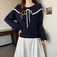 RUIHUAN | Áo Sweater Nữ Trẻ Trung Màu Xám Có Cổ Đơn Giản
