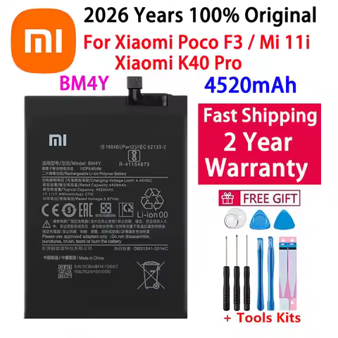 2026 Years 100% Original 4520mAh BM4Y Battery For Xiaomi Poco F3 Redmi K40 Pro K40Pro Batteries Bate