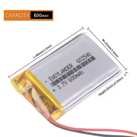 602540 3.7V 600mAh Rechargeable Lithium Li-ion Polymer Battery 652540