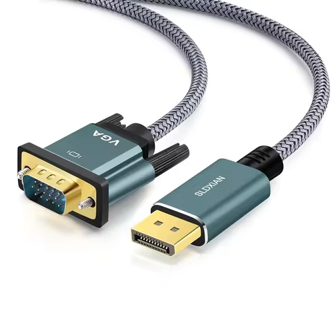 Display Port to VGA, DP Cable from Desktop or Laptop Monitor Projector Connection Port, with VGA to 