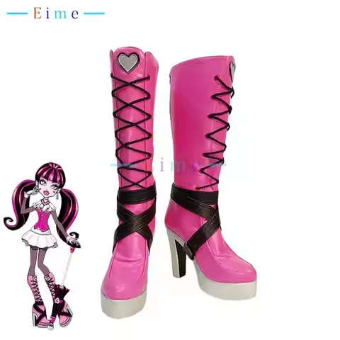 Draculaura Cosplay Prop PU Leather Shoes Halloween Carnival Boots Custom Madec;3.k'6;d.a;