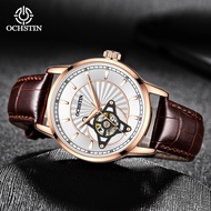 OCHSTIN Master Series Hollow Mechanical Mens Leather Watch Business Casual Trend Style Multi-functional Mechanical Watch LYUE
