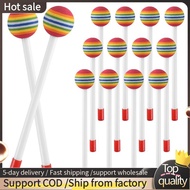 14 Pcs Lollipop Drum Mallet Sticks Round Rainbow Hammer Percussion Sticks Plastic Drumsticks for Kid
