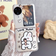 เคส OPPO Find N3 Flip สำหรับ OPPO Find N3 Flip (CPH2519)【เคสโทรศัพท์มือถือแบบแข็ง ฝาพับ ลายการ์ตูนหมี พร้อมสายคล้องมือ】-Y2