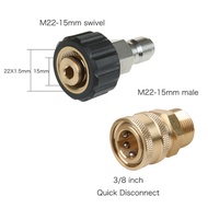 【YAF】Pressure Washer Adapter Set Quick Connect Kit Metric M22 15mm 5000 PSI Couplers