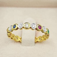 SK Jewelry แหวนนพเก้าทองแท้ 9K เพชรแท้ พลอยแท้