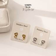 Yours by Jo Stainless Steel Minimalist Twin Hearts Barbell Earrings