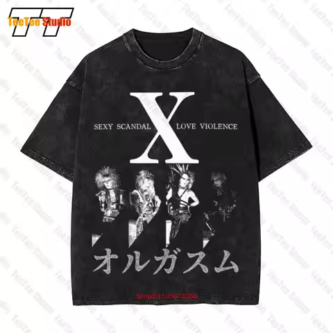 X Japan Vintage Oversized T-Shirt Black Heavy Metal Punk Hide Luna Sea Spread VQ8R