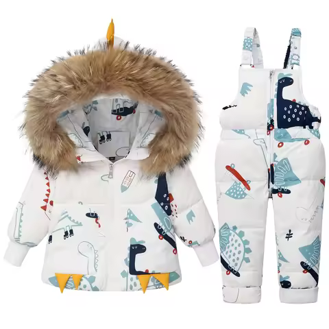комбинезон зимний детский Two-Piece Set 1-6 Years Old Boys and Girls Baby Thick Warm Winter Clothing