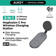 Aukey LC-MC314 Qi2.25W Foldable 3-in-1 Magnetic Fast Wireless Charger
