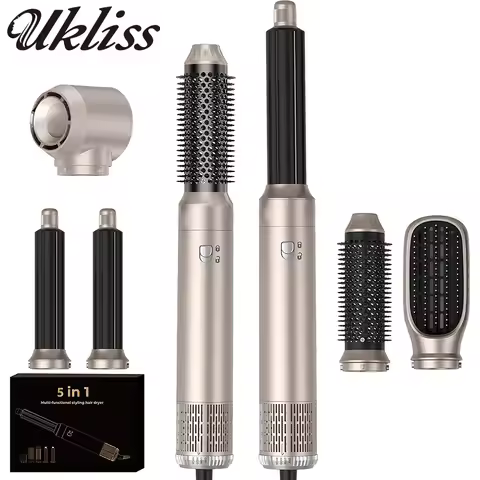 UKLISS Professional Hair Dryer 5 In 1 Hair Styler Hot Air Comb Electric Hair Heating Brush High Spee