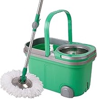 Spin Mop Bucket with Wringer - Deluxe Stainless Steel 360 Spin Dry Basket &amp; Telescopic Handle Pole Decoration