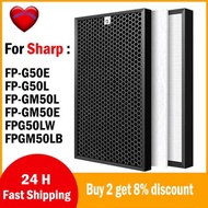 for Sharp  FP-G50E FP-G50L FP-GM50E FP-GM50L FPG50LW FPGM50LB HEPA & Deodorizing Air Filter FZ-F50HF