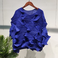 Sunya 1. Miyake จีบเพชรเสื้ออัดพลีทเข้ากับทุกชุดสไตล์ตะวันตกเสื้อคลุมจับจีบแบบสวมหัวเข้ารูป6254