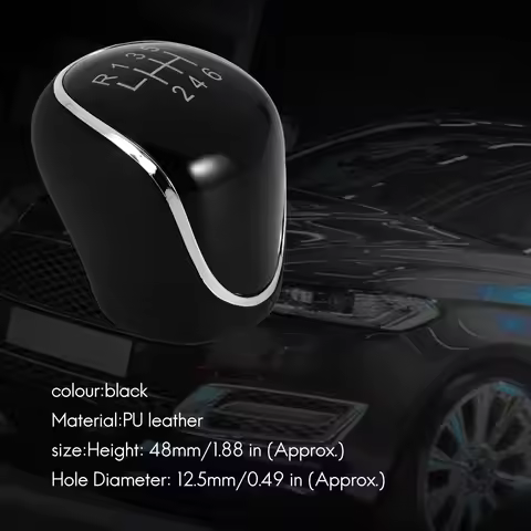 AB59-6 Speed Car PU Leather Gear Shift Knob Shift Lever For Ford Mondeo IV S-MAX C-MAX Transit Focus