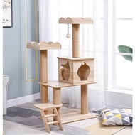🔥Bingkai memanjat kucing Wooden Large Chamfer Integrated Space Capsule Space Cat Tree with Nest Tree Cat Cat Cat Climber