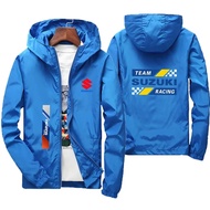 Suzuki Racing Team Men's Hooded Jacket Waterproof Windproof Spring Autumn Windproof Waterproof Fabri