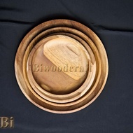 KAYU 20cm Round Teak Wood Plate/Teak Eating Contortion Plate/Teak Plate