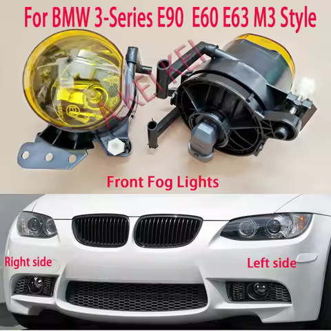 Front Fog Lights For BMW 3-Series E90 E91 E92 E60 E63 2006-2011 M3 Style Front Bumper Fog Lamps Halo