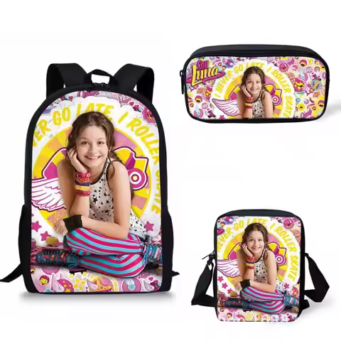 Fashion Novelty Pretty Soy Luna 3D Print 3pcs/Set pupil School Bags Laptop Daypack Backpack Inclined