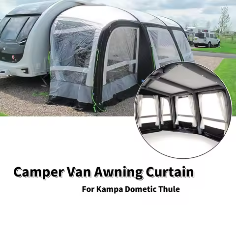 1Pair Car Awning Curtain With Fitting White Universal Camper Van Side Tent Curtain For Kampa Dometic