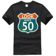 T-shirt Mens 50th Birthday  LOOK WHOS 50 Birthday Gift Route 66 Retro Tops Tees