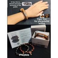 9-Eye Dzi with Tiger Eye Lucky Charm bracelet with adjustable leather strap feng shui 2024