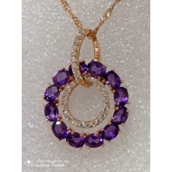 #A236 100% Natural Amethyst Pendant 14K Rose Gold Plated 925 Sterling Silver (Free 925 Sterling Silv