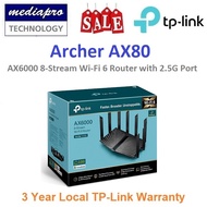 TP-LINK ARCHER AX80 AX6000 8-Stream Wi-Fi 6 Router with 2.5G Port - 3 Year Local TP-Link Warranty